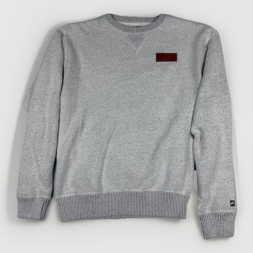Jackson Hole WY Graphic Crewneck Sweatshirt Gray Marled Knit Retro Souvenir Sz S